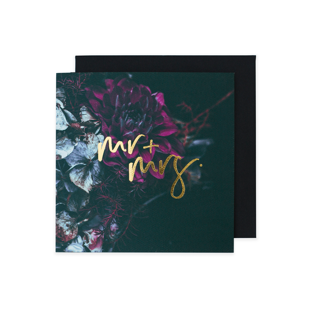 Mr and Mrs - Dark Floral Foil