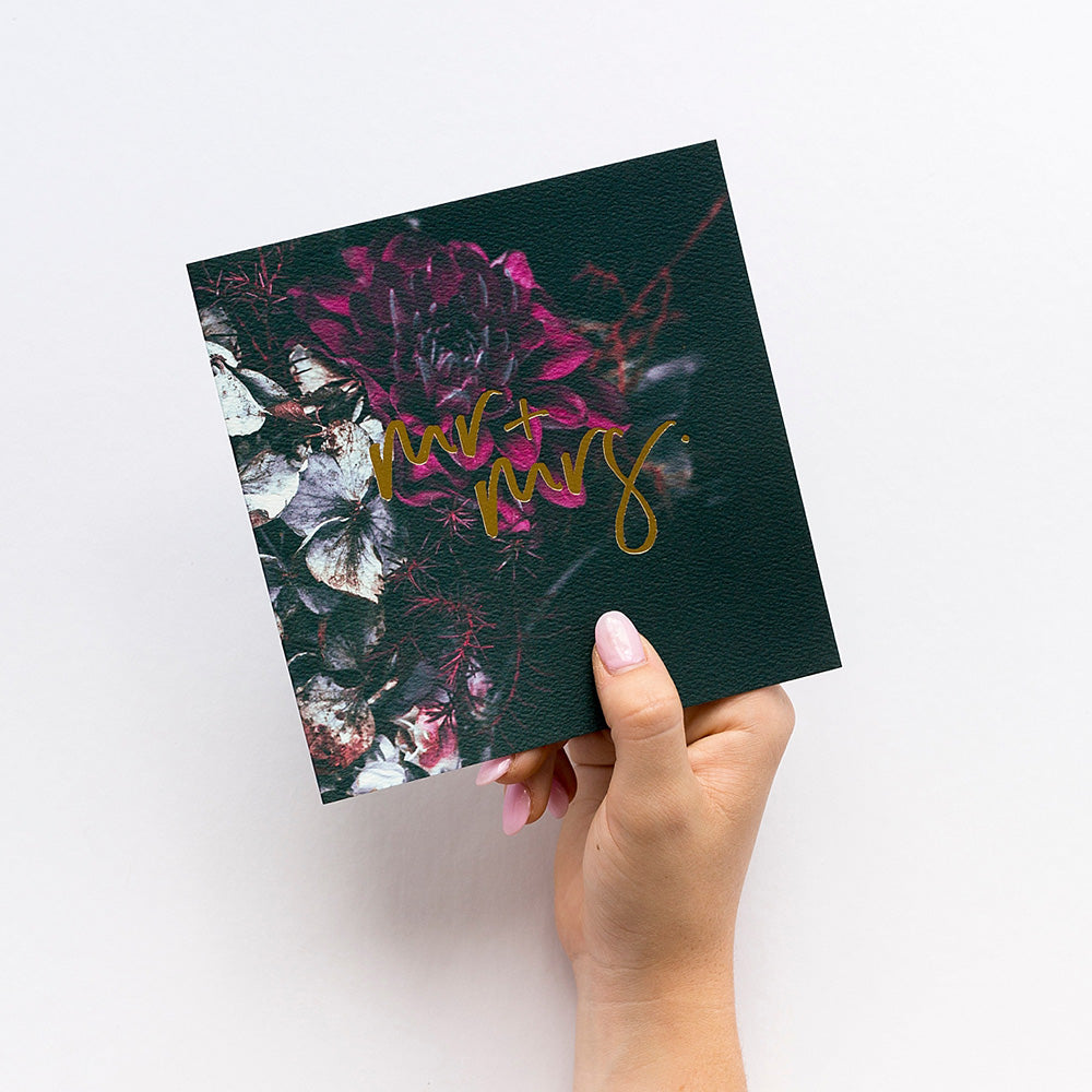 Mr and Mrs - Dark Floral Foil